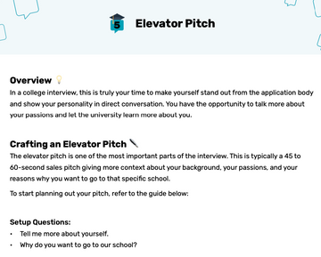 College Elevator Pitch: PDF Guide for Interviews