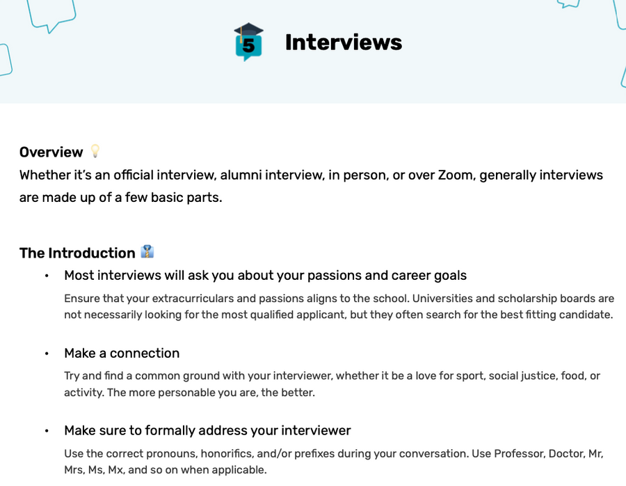 PDF Guide: College Interview Tips